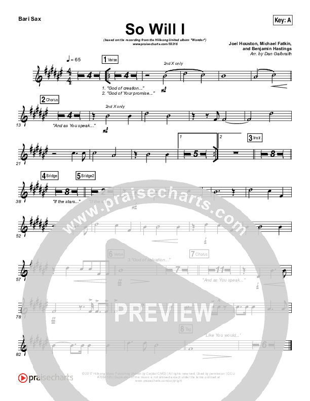 So Will I (100 Billion X) Bari Sax (Hillsong UNITED)