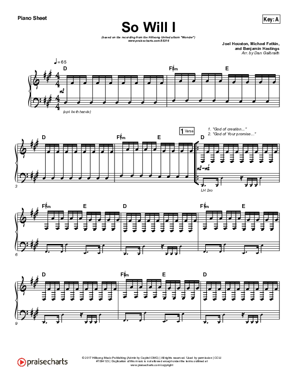 So Will I (100 Billion X) Piano Sheet (Hillsong UNITED)