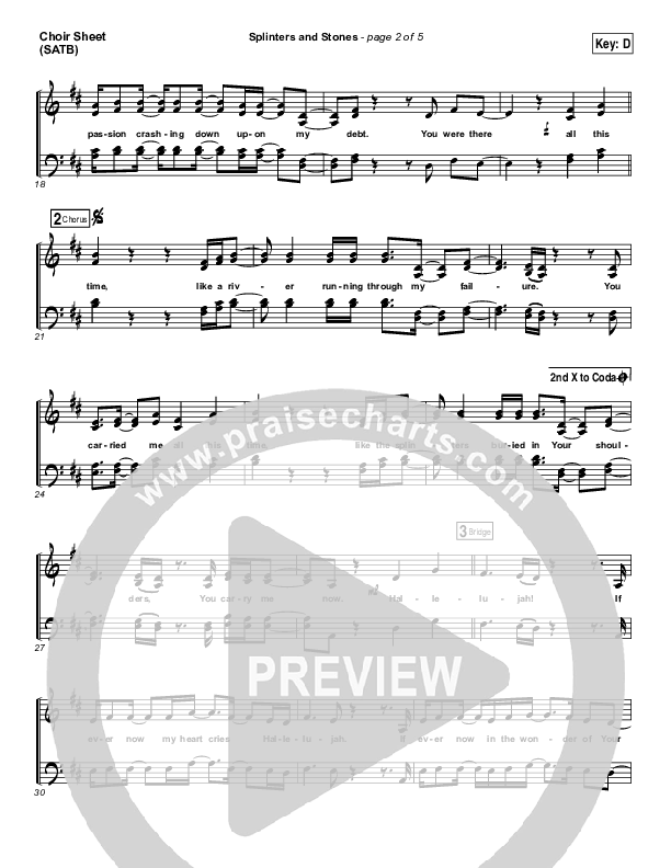 Splinters And Stones Choir Sheet (SATB) (Hillsong UNITED)