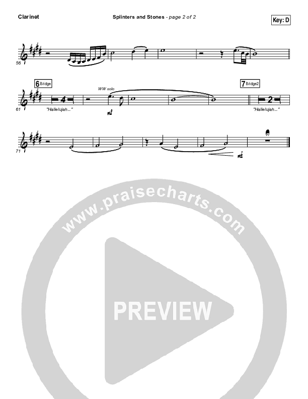 Splinters And Stones Clarinet (Hillsong UNITED)