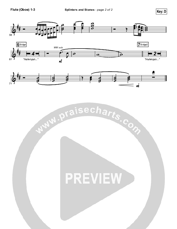Splinters And Stones Flute/Oboe 1/2/3 (Hillsong UNITED)
