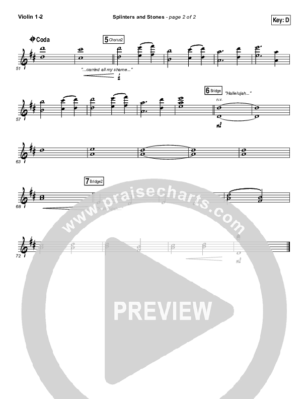 Splinters And Stones Violin 1/2 (Hillsong UNITED)