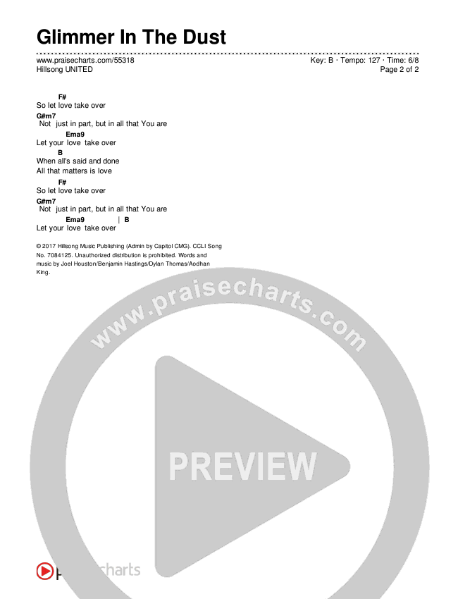 Glimmer In The Dust Chords & Lyrics (Hillsong UNITED)
