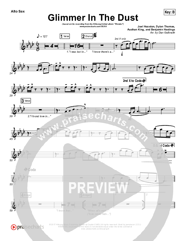 Glimmer In The Dust Alto Sax (Hillsong UNITED)