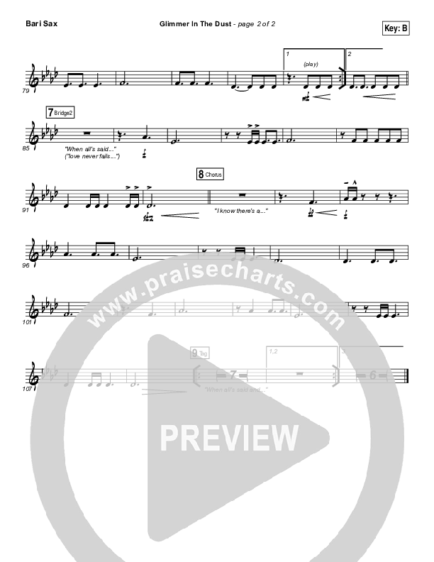 Glimmer In The Dust Bari Sax (Hillsong UNITED)