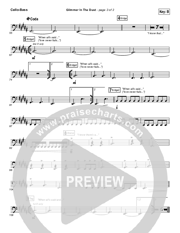 Glimmer In The Dust Cello/Bass (Hillsong UNITED)