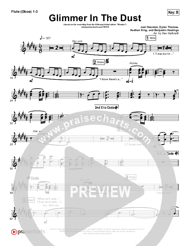 Glimmer In The Dust Flute/Oboe 1/2/3 (Hillsong UNITED)