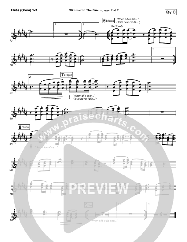 Glimmer In The Dust Flute/Oboe 1/2/3 (Hillsong UNITED)