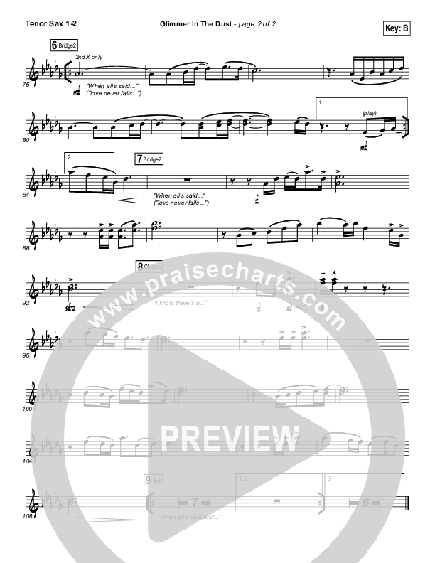 Glimmer In The Dust Tenor Sax 1/2 (Hillsong UNITED)