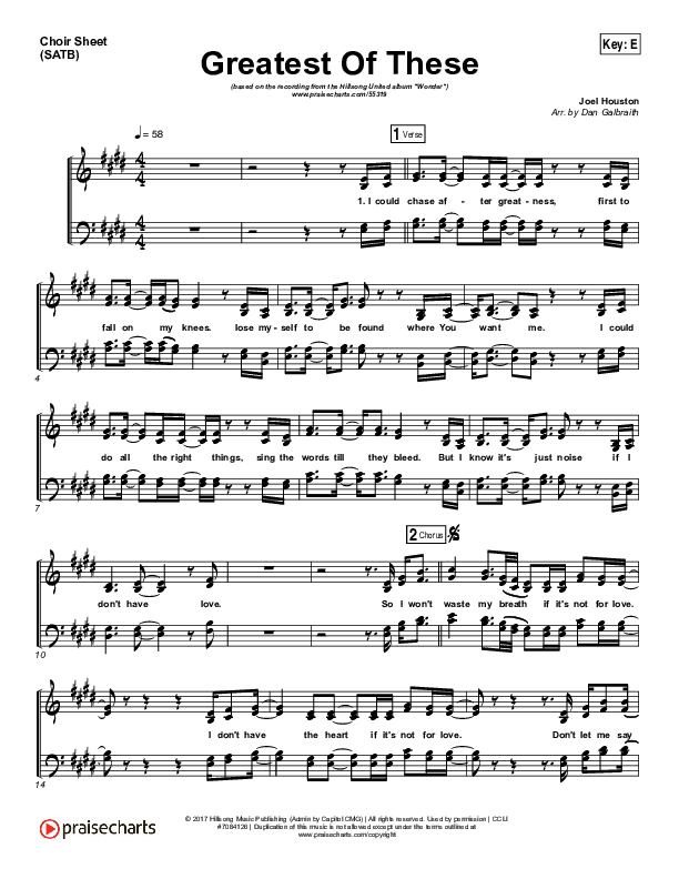 Greatest Of These Choir Sheet (SATB) (Hillsong UNITED)