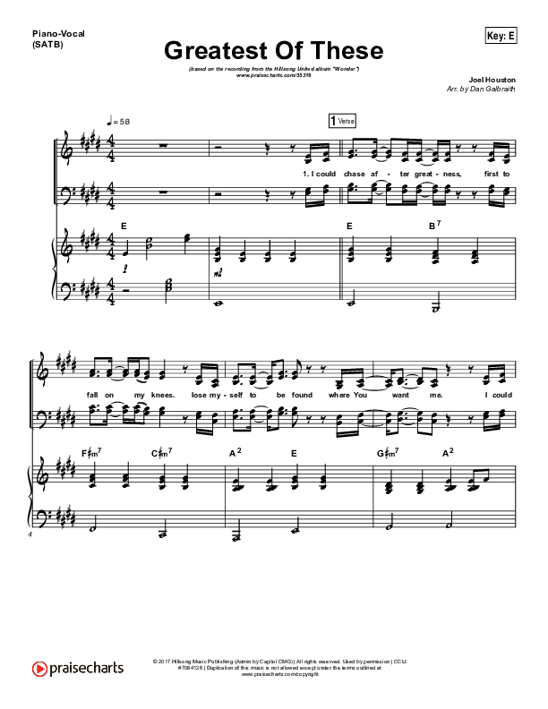 Greatest Of These Piano/Vocal Pack (Hillsong UNITED)