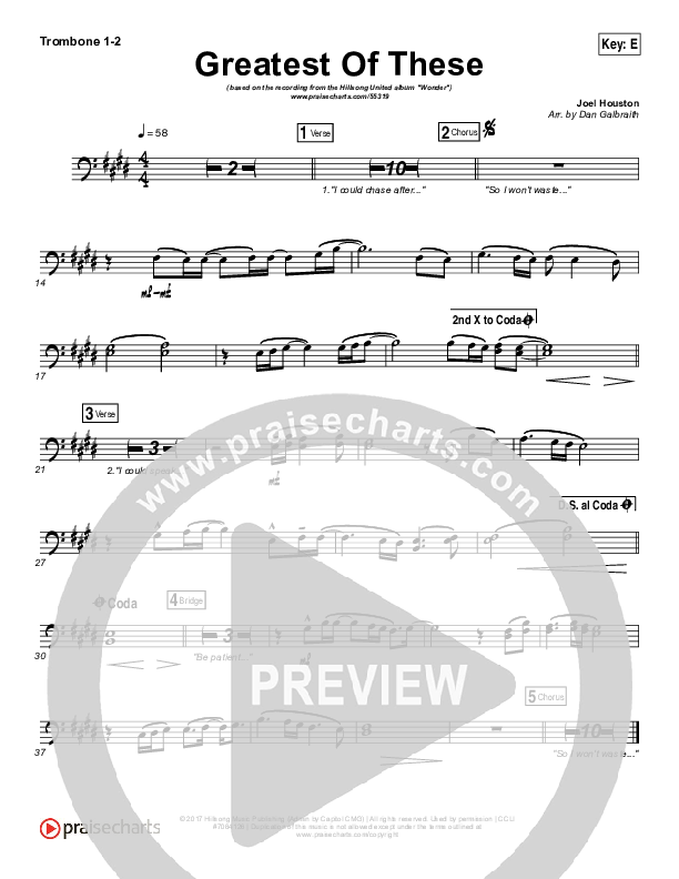 Greatest Of These Trombone 1/2 (Hillsong UNITED)