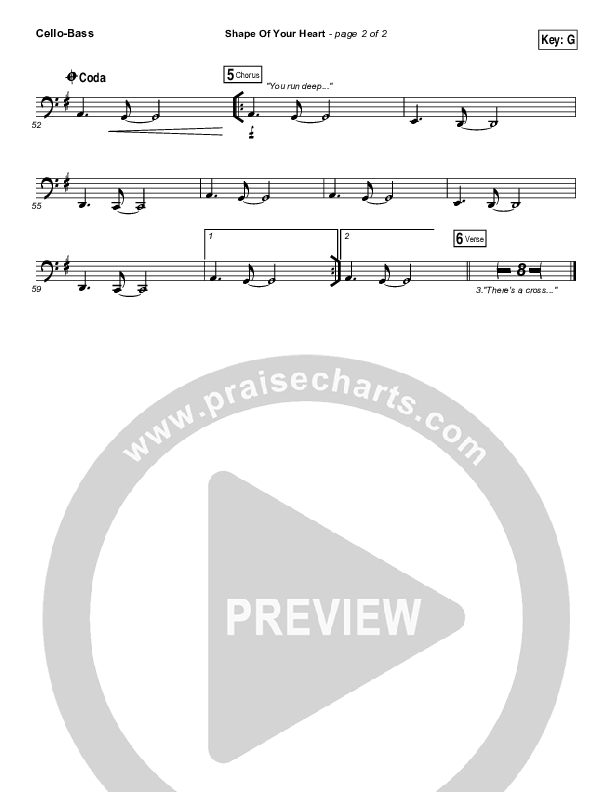 Shape Of Your Heart Cello/Bass (Hillsong UNITED)