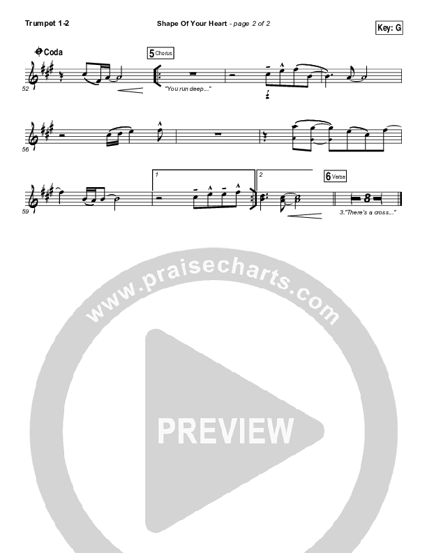 Shape Of Your Heart Trumpet 1,2 (Hillsong UNITED)