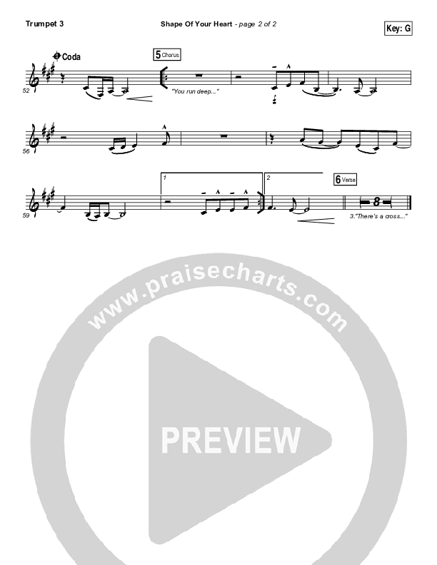 Shape Of Your Heart Trumpet 3 (Hillsong UNITED)