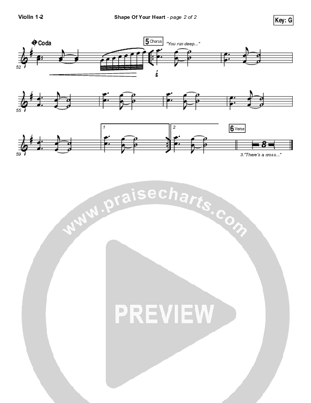 Shape Of Your Heart Violin 1/2 (Hillsong UNITED)