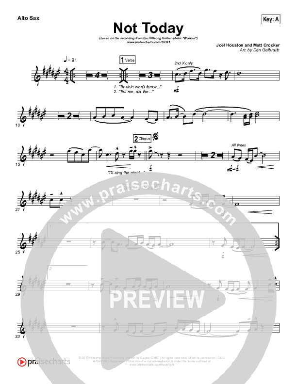 Not Today Alto Sax (Hillsong UNITED)