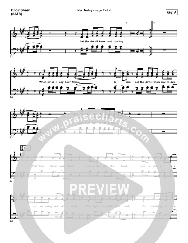 Not Today Choir Sheet (SATB) (Hillsong UNITED)