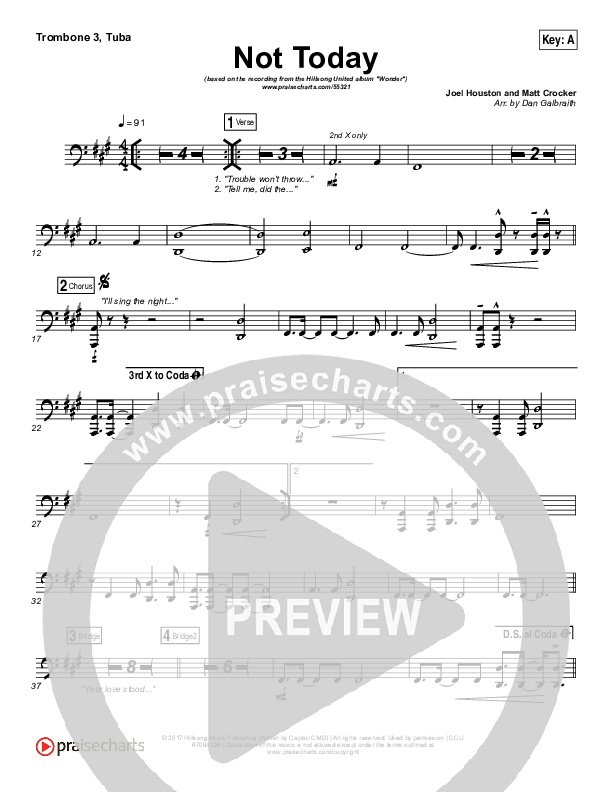 Not Today Trombone 3/Tuba (Hillsong UNITED)