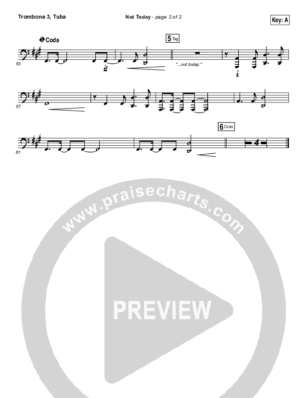 Not Today Trombone 3/Tuba (Hillsong UNITED)