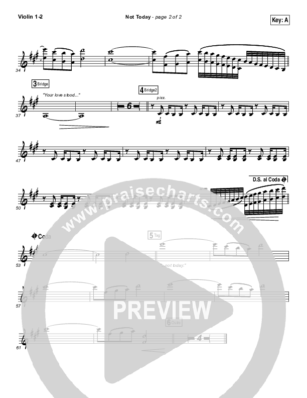 Not Today Violin 1/2 (Hillsong UNITED)