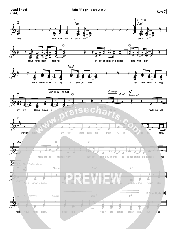 Rain / Reign Lead Sheet (SAT) (Hillsong UNITED)