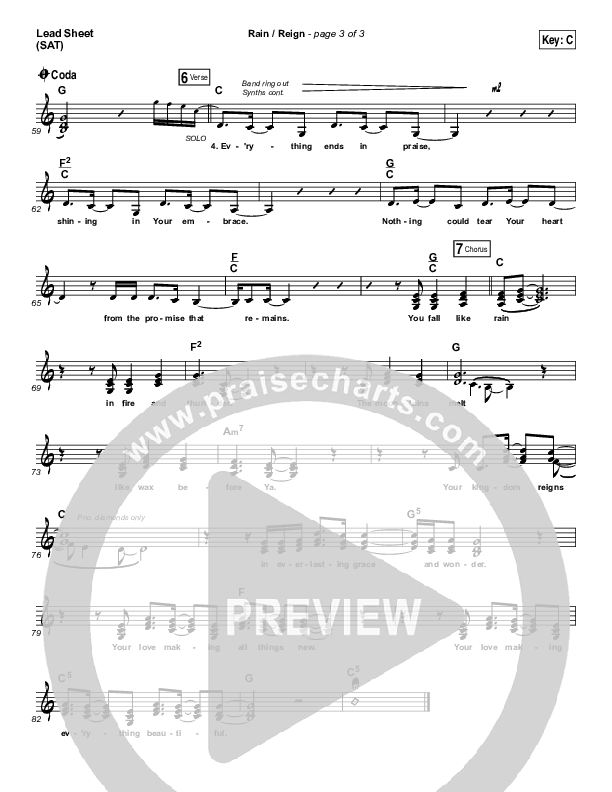 Rain / Reign Lead Sheet (SAT) (Hillsong UNITED)