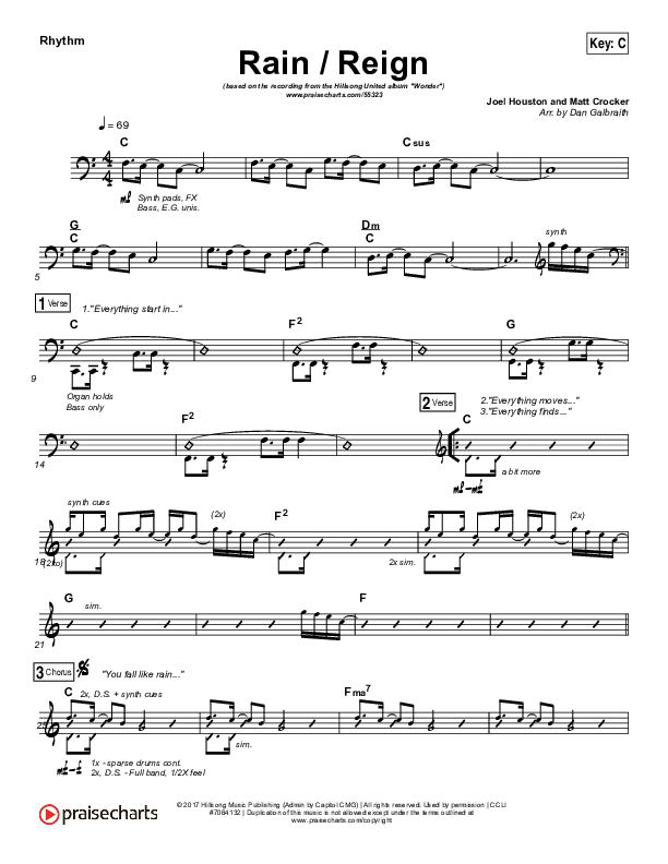 Rain / Reign Rhythm Chart (Hillsong UNITED)