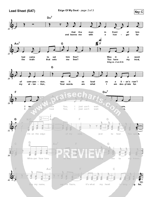 Edge Of My Seat Lead Sheet (The Sonflowerz)