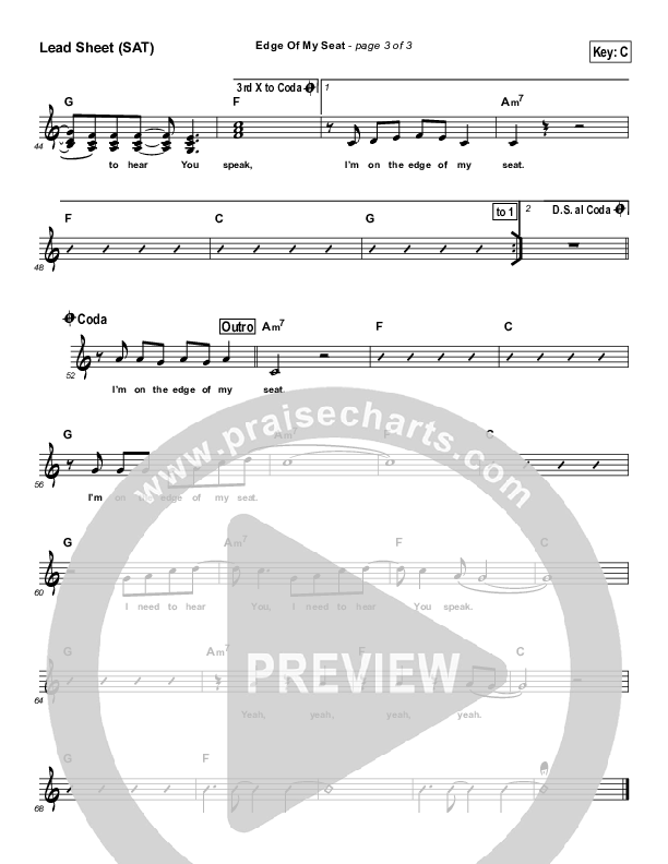 Edge Of My Seat Lead Sheet (The Sonflowerz)