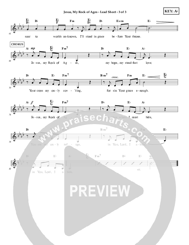 Jesus My Rock Of Ages Lead Sheet (First Worship)