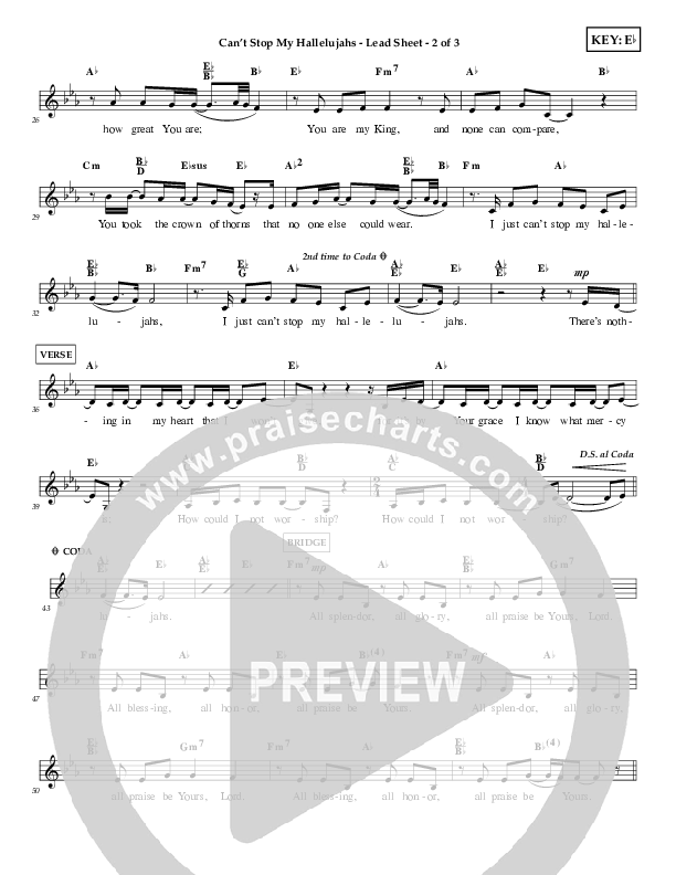 Can't Stop My Hallelujahs Lead (SAT) (First Worship)