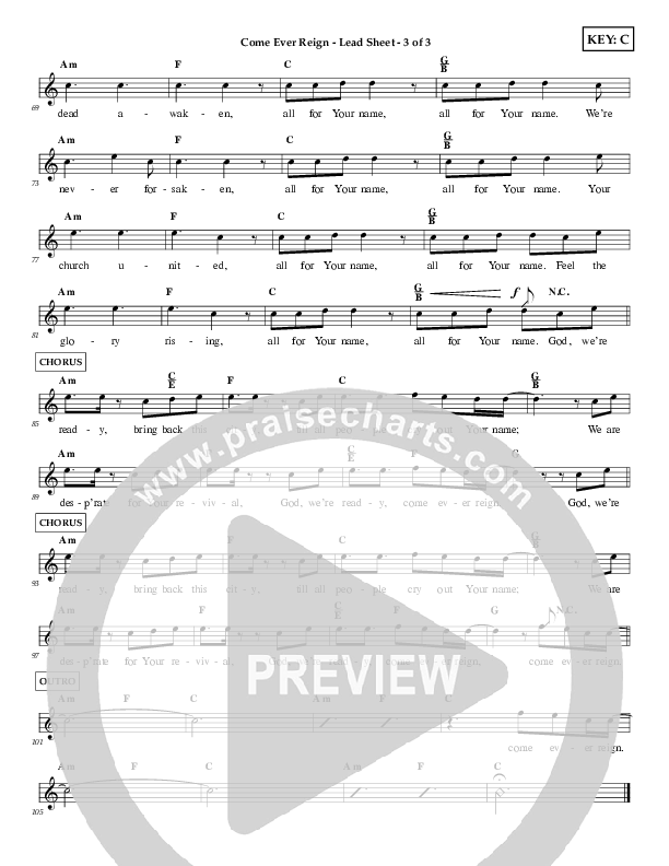 Come Ever Reign Lead Sheet (First Worship)