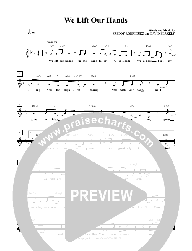 We Lift Our Hands Sheet Music (Freddy Rodriguez) PraiseCharts
