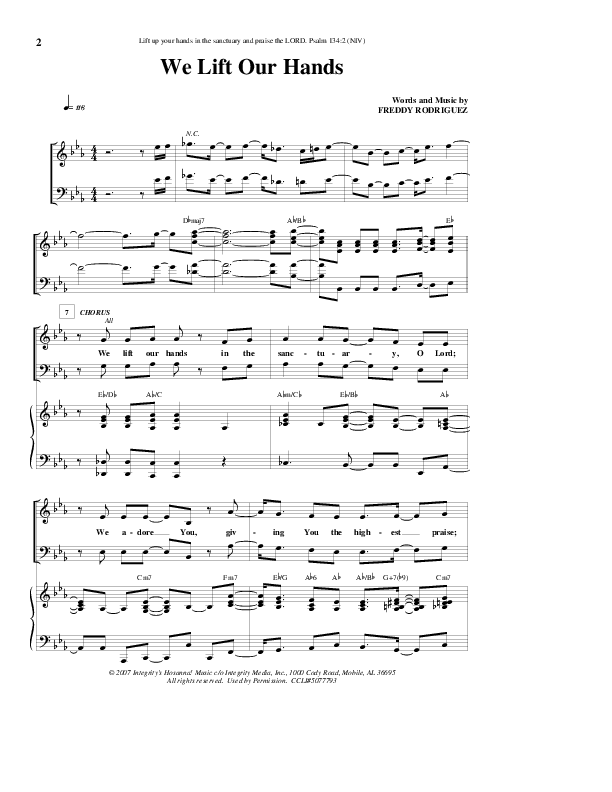 We Lift Our Hands Piano/Vocal (Freddy Rodriguez)