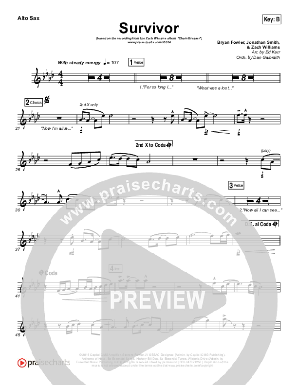 Survivor Alto Sax (Zach Williams)