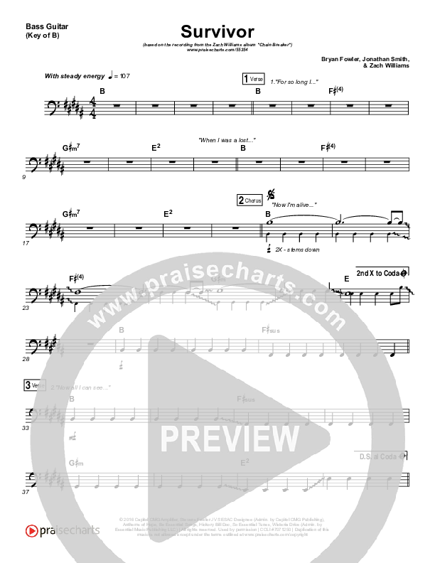 Survivor Bass Guitar (Zach Williams)