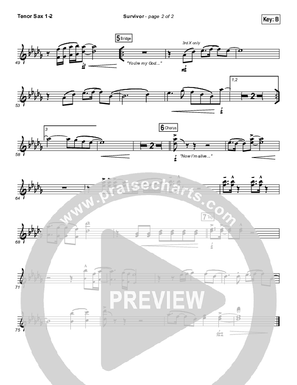 Survivor Tenor Sax 1/2 (Zach Williams)