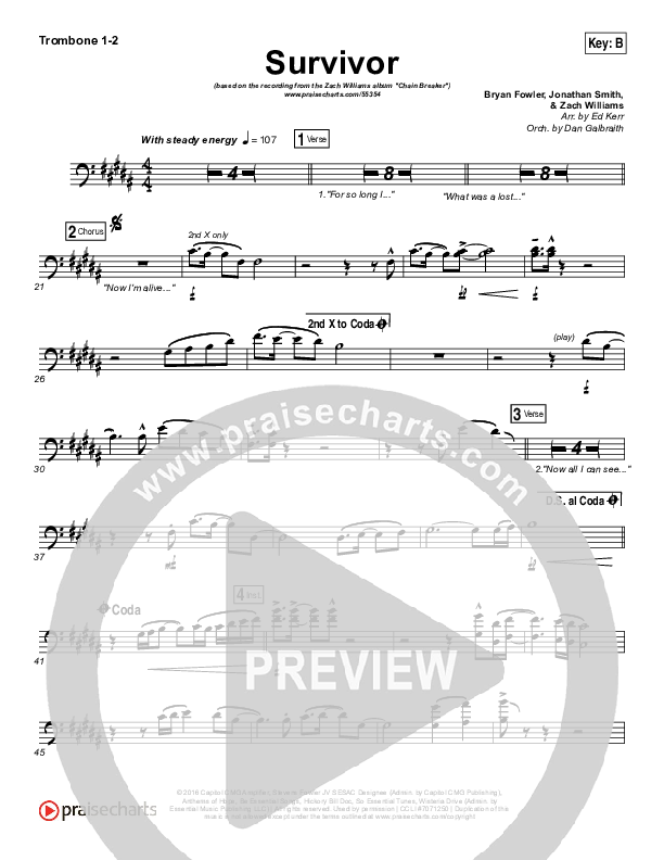 Survivor Trombone 1/2 (Zach Williams)