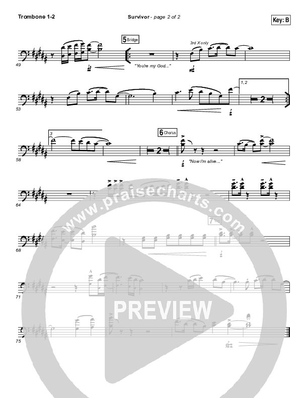 Survivor Trombone 1/2 (Zach Williams)