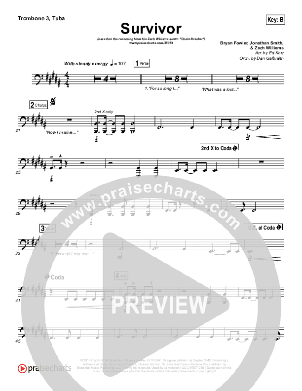Survivor Trombone 3/Tuba (Zach Williams)