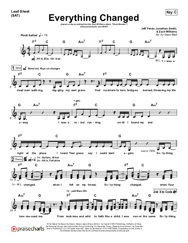 Everything Changed Lead Sheet (SAT) (Zach Williams)