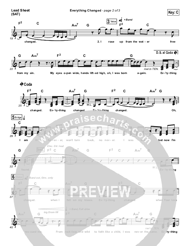 Everything Changed Lead Sheet (SAT) (Zach Williams)