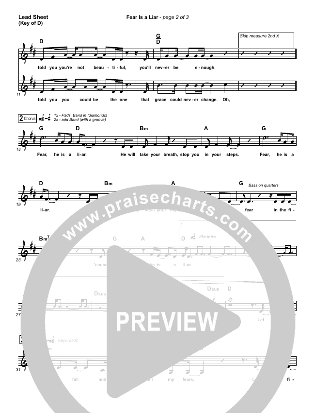 Fear Is A Liar Sheet Music (Zach Williams) - PraiseCharts