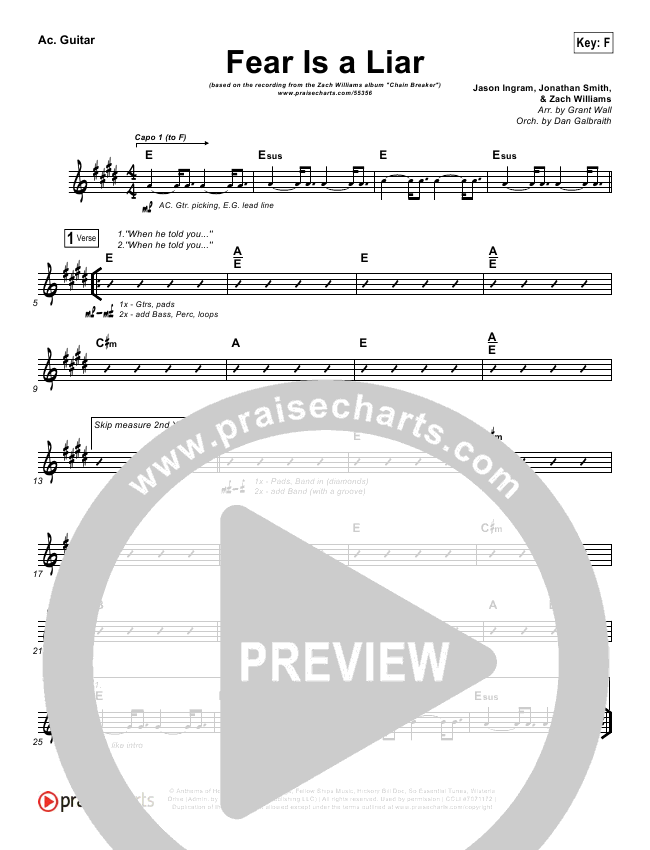 Fear Is A Liar Chord Chart