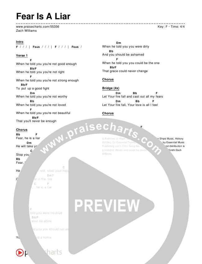 Fear Is A Liar Chord Chart