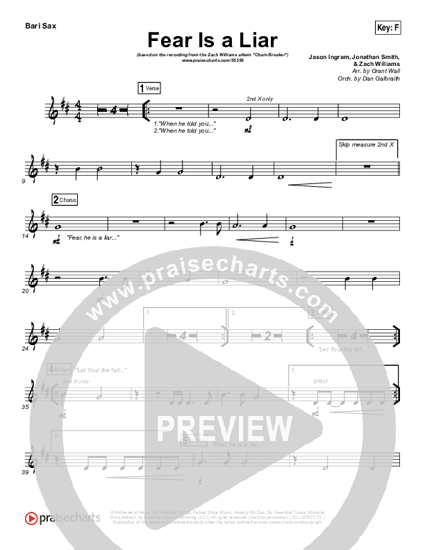 Fear Is A Liar Bari Sax (Zach Williams)