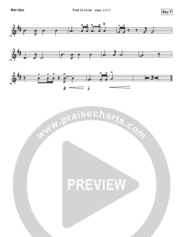 Fear Is A Liar Bari Sax (Zach Williams)