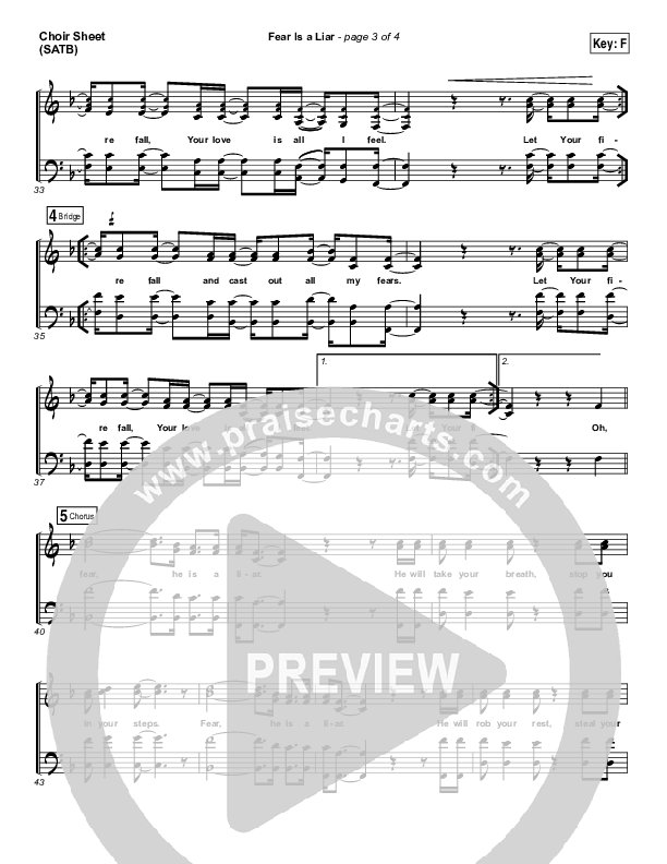 Fear Is A Liar Choir Sheet (SATB) (Zach Williams)