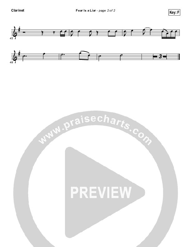 Fear Is A Liar Clarinet (Zach Williams)